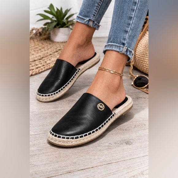 MICHAEL Michael Kors Shoes - Michael Michael Kors Emilia size 8 black and tan slip on leather espadrille